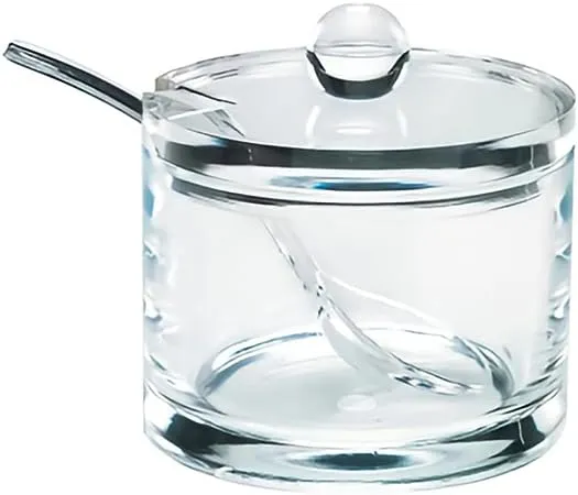  Clear Acrylic Sugar Bowl With Lid And Spoon For Coffee Bar Accessories, 