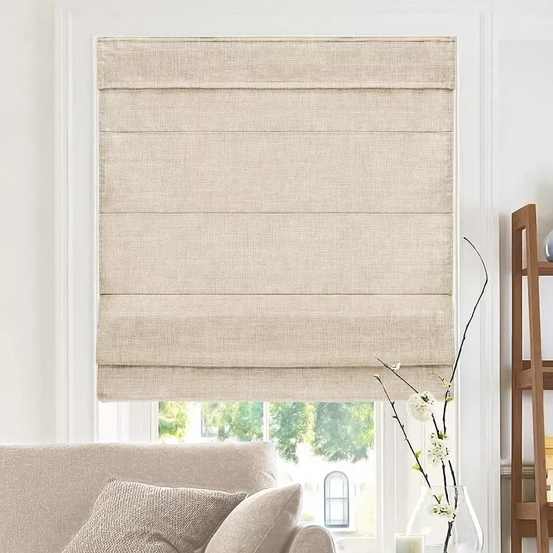 Belgian Flax Cordless Light Filtering Privacy Polyester Roman Shades 47 in. W x 64 in. L