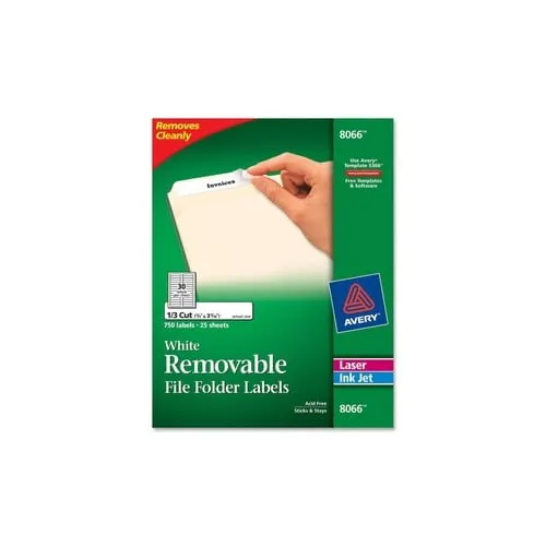 Avery Removable Filing Labels, Removable Adhesive, 2/3" x 3-7/16", 750 Labels (8066)