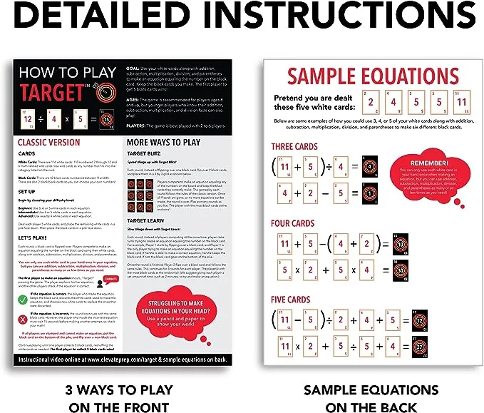 Elevate Prep Target Math Game | A Teacher-Recommended, Fast-Paced Mental Math Game for Practicing Addition, Subtraction, Multiplication, & Division | Ages 8+