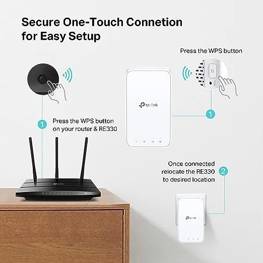 Restored TP-Link AC1200 WiFi Range Extender (RE330), Covers Up to 1500 Sq.ft and 25 Devices, Dual Band Wireless Signal Booster, Internet Repeater, 1 Ethernet Port (Refurbished)