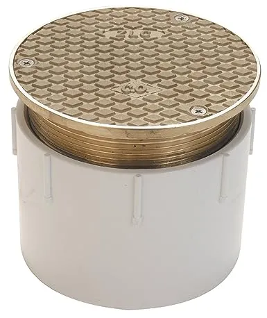 Zurn CO2450-PV3, Adjustable Floor Cleanout, 3 Inch PVC Hub Connection , Brass , 3" Pipe