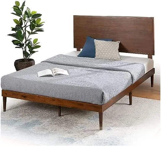 Zinus Raymond Wood Platform Bed Frame with Adjustable Wood Headboard