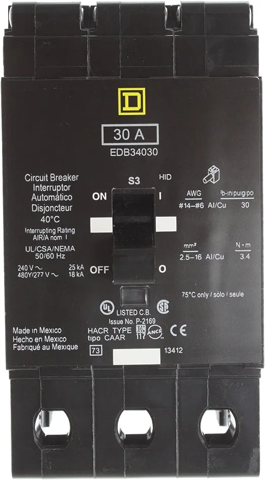 Square D EDB34030 Circuit Breaker