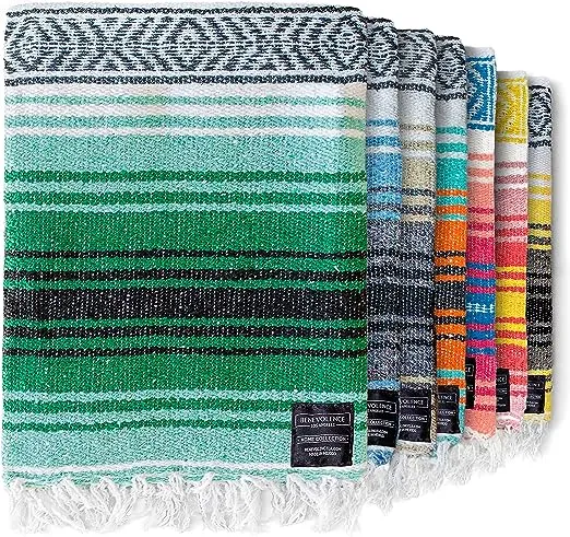 Benevolence LA Authentic Mexican Blanket, Yoga Blanket, Handwoven Mexican Blankets and Throws, Perfect as Serape Blanket, Outdoor Blanket, Picnic Blanket, Camping Blanket, 50x70 inches - Sand