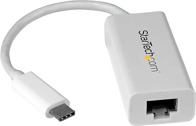 StarTech.com USB-C to Gigabit Ethernet Adapter - White - Thunderbolt 3 / 4 Compatible - Windows & Mac - RJ45 LAN Network Converter (US1GC30W)