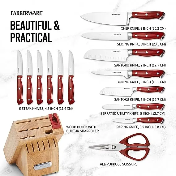 Farberware EdgeKeeper Professional 15 Piece Forged Triple Riveted Knife BlockNIB