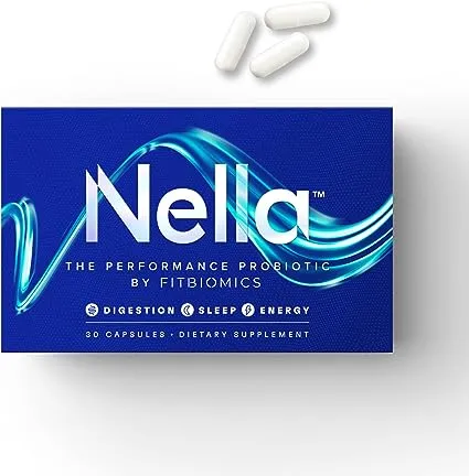 Nella Gut Health Supplements for Women & Men (30 Capsules), Energy Boosting Probiotics for Digestive Health, 3 Strains, Daily Probiotic Pills, Supports Workout & Recovery