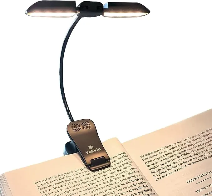 Vekkia Rechargeable 14 LED Amber Book Light for Reading in Bed, 180° Adjust