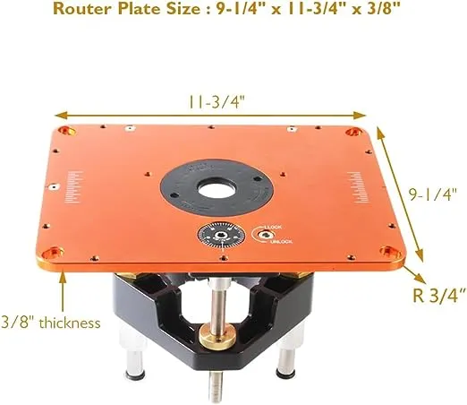 O'SKOOL Router Lift Systems for 3-1/2" Diameter Motors, 9-1/4'' x 11-3/4'' Plate 5-Piece Insert Ring KitO'SKOOL Router Lift Systems for 3-1/2" Diameter Motors, 9-1/4'' x 11-3/4'' Plate 5-Piece Insert Ring Kit