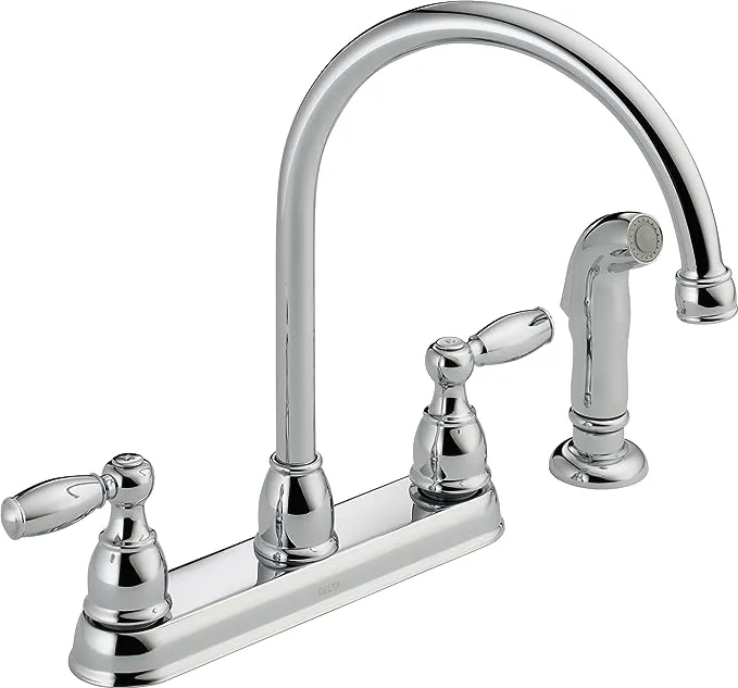 Delta Foundations 2 Handle Standard Kitchen Faucet with Side Sprayer