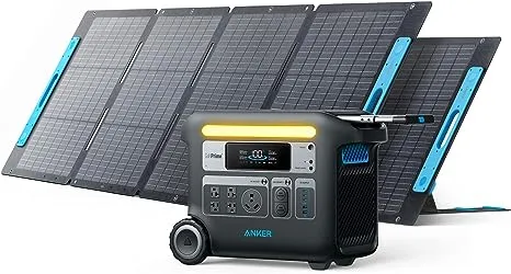 Anker SOLIX F2000 Solar Generator, 2048Wh Portable Power Station with LiFePO4 Batteries and 400W Solar Panel, GaNPrime Technology, 4 AC Outlets Up to 2400W for Home, Power Outages, Camping, and RVs