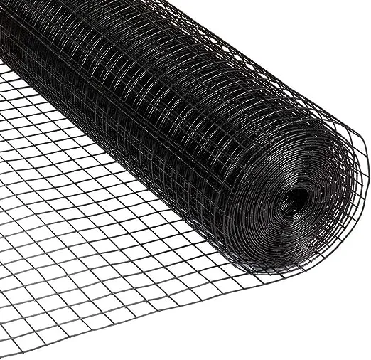 Fencer Wire 16 Gauge Vinyl Coated Welded Wire Black 2ft x 100 ft 1.5x1.5 inch Mesh WV16-B2X100M1H2