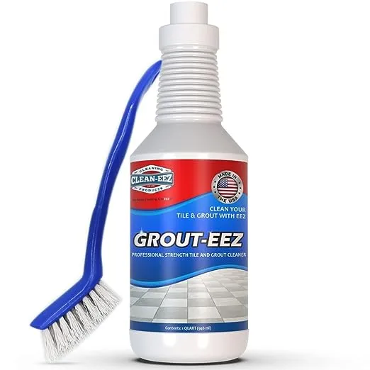 Clean-eez Heavy-Duty Grout Cleaner: Effortless Dirt & Grime Removal for Tile Floors in Bathrooms & Kitchens. Superior Cleaning Results with Bottle & Brush.Ideal for Colored Grout