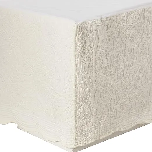 Greenland Home Paisley Quilted Bed Skirt, Ivory, King