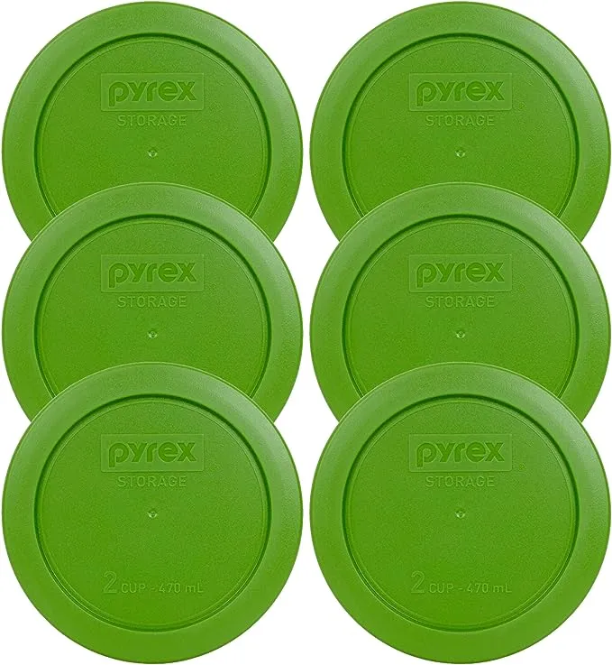 Pyrex (2) 7202-PC 1 Cup (2) 7200-PC 2 Cup (2) 7201-PC 4 Cup Blue Replacement Lids Made in the USA