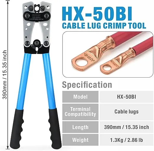 iCrimp Battery Cable Lug Crimping Tool for 8, 6, 4, 2, 1, 1/0 AWG Heavy Duty... 