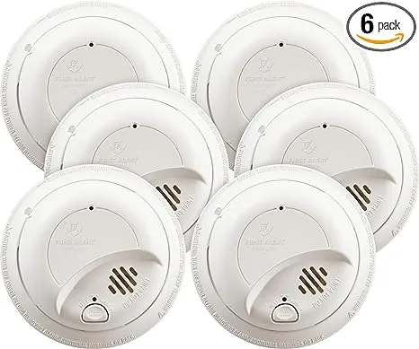 First Alert BRK 9120Bff-6 Hardwired Smoke Detector with Battery Backup, 6-Pack