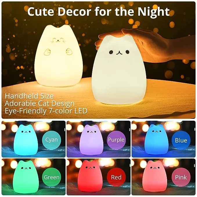 Cat Lamp GoLine Remote Control Night Light Baby Kids Nursery Decor