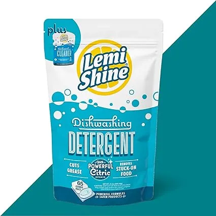 Lemi Shine Natural Dishwasher Pods | All-In-One Powder & Gel Dishwasher Detergent Pods with Powerful Citric Acid | Eco Friendly Dish Wash Cleaning Supplies (65 Count)