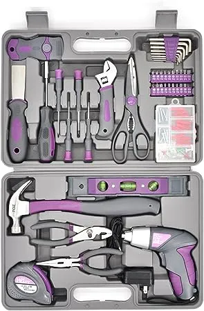 44-Piece Cordless Screwdriver Tool Kit Set For Home Repair Set Storage LADYCRAFT