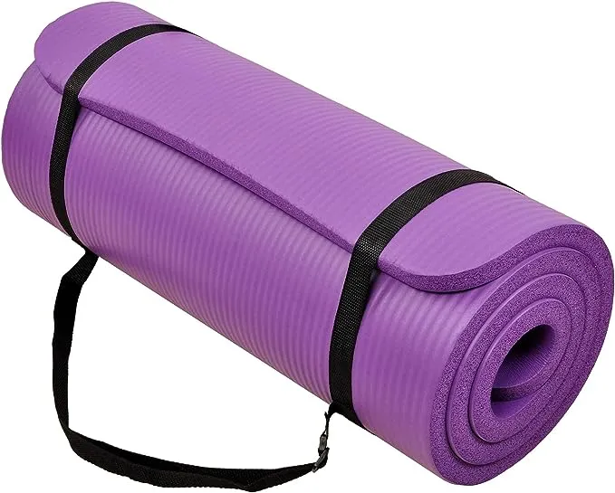 BalanceFrom GoCloud All-Purpose 1-Inch Extra Thick High Density Anti-Tear Exercise Yoga Mat with Carrying Strap