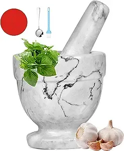 Polished Natural Marble Mortar and Pestle Set for Guacamole - Large, Elegant ...