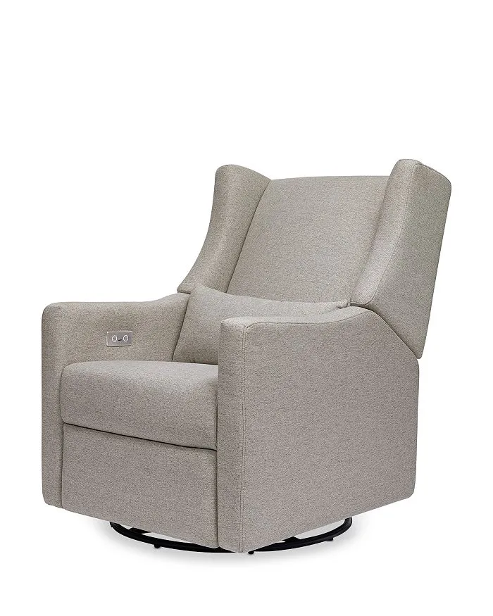 Babyletto Kiwi Electronic Recliner and Swivel Glider with USB Port Performance Grey Eco-Weave