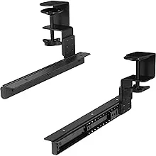 VIVO Height Adjustable Clamp and 12 inch Rail Set for DIY Custom Wooden Keyboard Trays (Tray Not Included), Under Desk Pull Out Slider Track with C-clamp Mount System, Black, MOUNT-RAIL02H