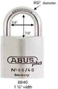 Abus 88/40 88 Series Solid Brass Padlock Keyed Alike, Plus KeyAbus 88/40 88 Series Solid Brass Padlock Keyed Alike, P…