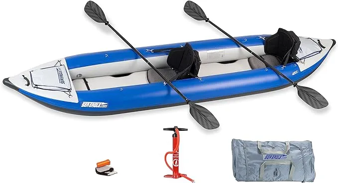 Sea Eagle 420X Explorer Inflatable Kayak- Fishing, Touring, Camping, Exploring &White Watering-Self Bailing, Removable Skeg, Drop Stitch Floor