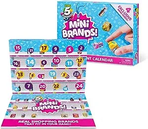 5 Surprise Mini Brands Advent Calendar by ZURU - 24 Day Advent Calendar 2022, Includes 4 Exclusive Minis, Real Miniature Brands Collectibles