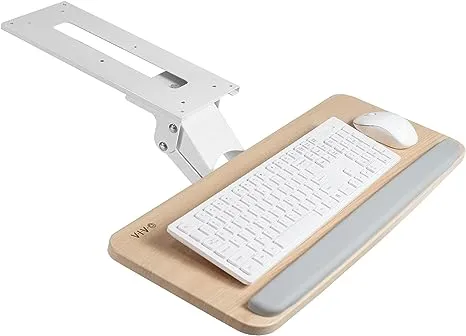 vivo Light Wood Adjustable Computer Keyboard & Mouse Platform Tray, Under Table Desk Mount (MOUNT-KB03C)