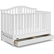 Graco Solano 4-in-1 Convertible Crib with Drawer Combo (White) – GREENGUARD Gold Certified, Includes Full-Size Nursery Storage Drawer, Converts to Toddler Bed and Full-Size Bed