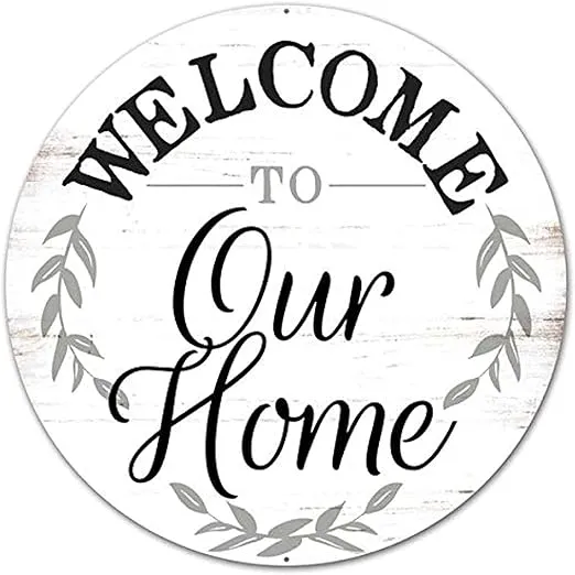 Craig Bachman 12" Round Metal Sign: Welcome to Our Home Metal Wreath Accent Sign MD0462