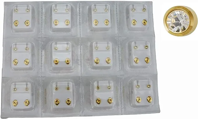 Studex Surgical Steel Ear Piercing Studs, 3mm, 12 Pair April Stone Set