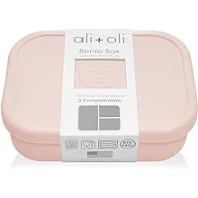 Ali+Oli Leak Proof Bento Box (Blush) Food-Grade Silicone Bento Box, BPA, Phthalate, Lead, & PVC Free - Bento Lunch Box for Kids and Adults - Leak Resistant Sets With Lids ContainerAli+Oli Leak Proof Bento Box (Blush) Food-Grade Silicone…