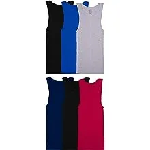 Fruit of the Loom Men's Sleeveless Tank A-Shirt, Tag Free & Moisture Wicking, Ribbed Stretch Fabric