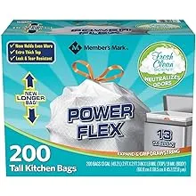 power tall kitchen simple fit drawstring bags (13 gal., 200 ct.) - trash bags