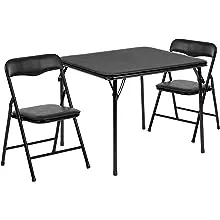 Flash Furniture Kids 3-Piece Folding Square Table and Chairs Set for Daycare and Classrooms, Children's Activity Table and Chairs Set, Black