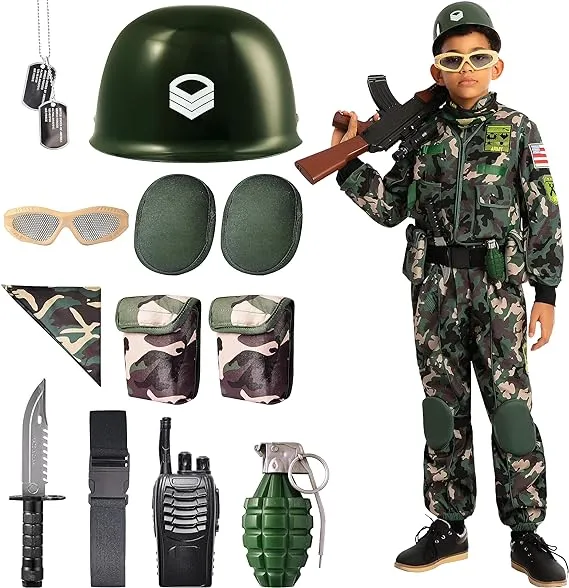 Kids Camo Trooper Costume Tactical Vest Camouflage Army Costume Child