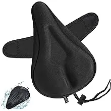 Zacro Gel Bike Seat Cover - Soft Gel Bicycle Seat with Cross Straps of The Bottom, with Water&Dust Resistant Cover (Black)