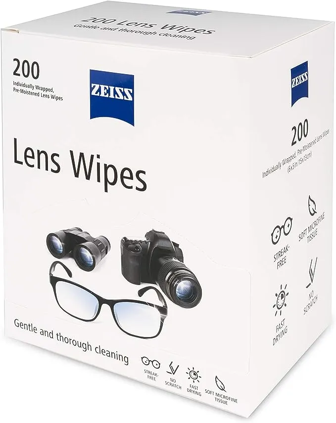 ZEISS Pre-Moistened Lens Cleaning Wipes, 200 Count