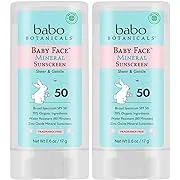 Babo Botanicals Sensitive Baby Mineral Sunscreen Stick SPF 50-70% Ingredientes Orgánicos – Óxido de Zinc – Certificado NSF & Made Safe – Verificado por EWG – Resistente al agua – Sin fragancia – para