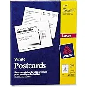 Avery Laser Postcards, White, 200-Pack,