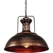 16.14" Farmhouse Pendant Light, Rustic Vintage Hanging Light Fixture Barn Dome Lampshade Ceiling Mount Lamp for Kitchen Island Dining Room