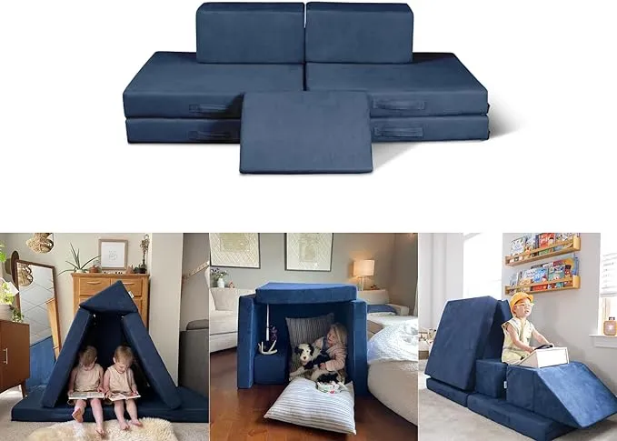 The Figgy Waterproof Play Couch Base Set 7 Piece Indoor Climbing Toy, Playroom Furniture, Kids Fort, or Kids Bedroom Furniture. Montessori-Inspired Kids Modular Sofa.