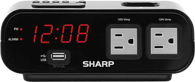 Digital Dual Alarm Clock with Power Outlets & USB Port
					
            By Sharp