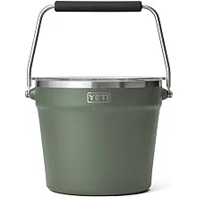 YETI Rambler Beverage Bucket, Double-Wall Vacuum Insulated Ice Bucket with Lid, Camp Green