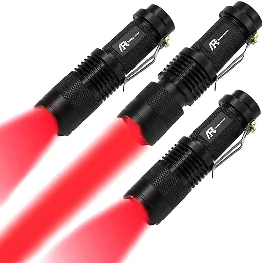 AR happy online Red Flashlight, 3 Modes Red Light Flashlight, Zoomable Red LED Flashlight, Red Light Torch for Hunting, Astronomy, Aviation, Night Observation (3 Pack)